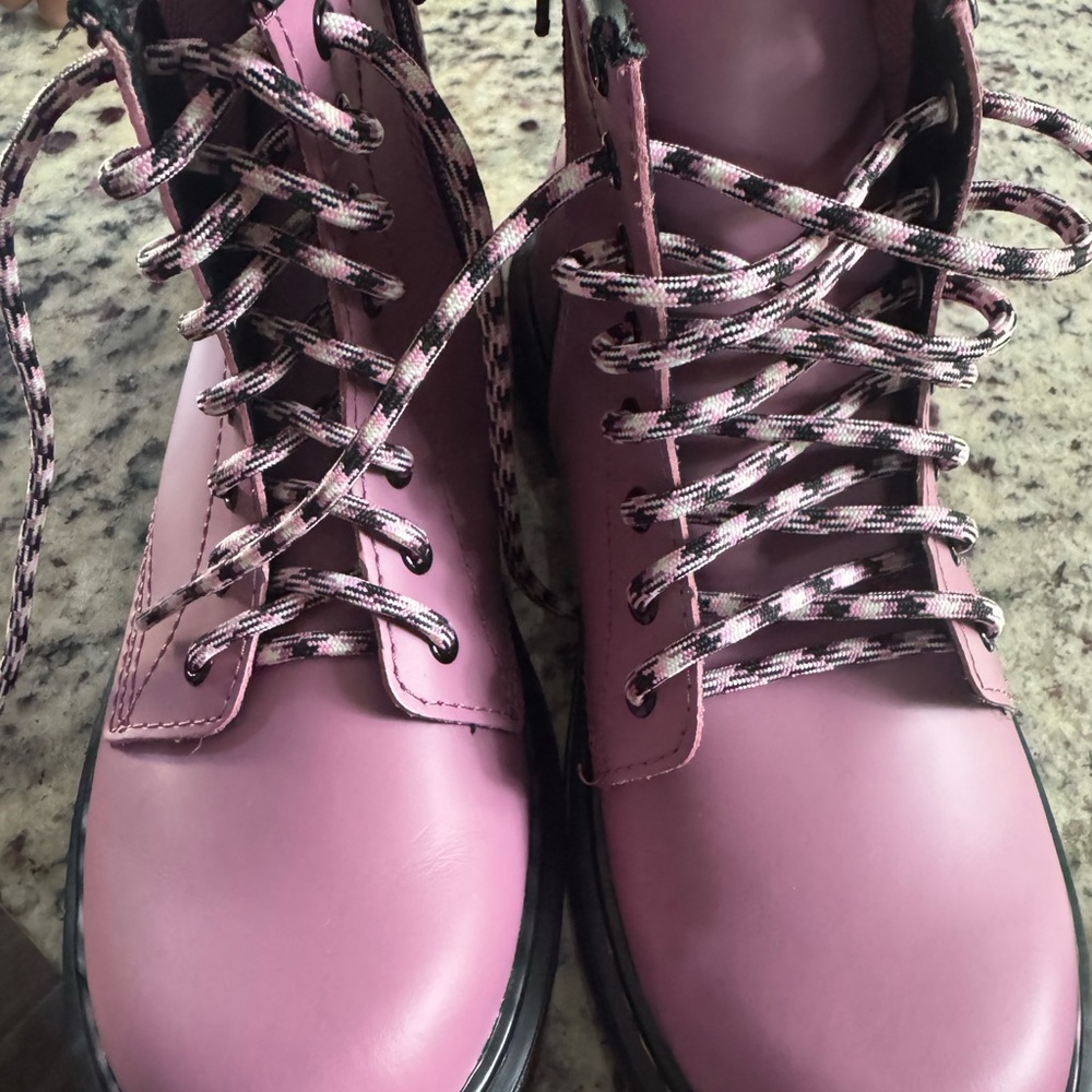 Dr. Martens Pink Combat Moto Boots